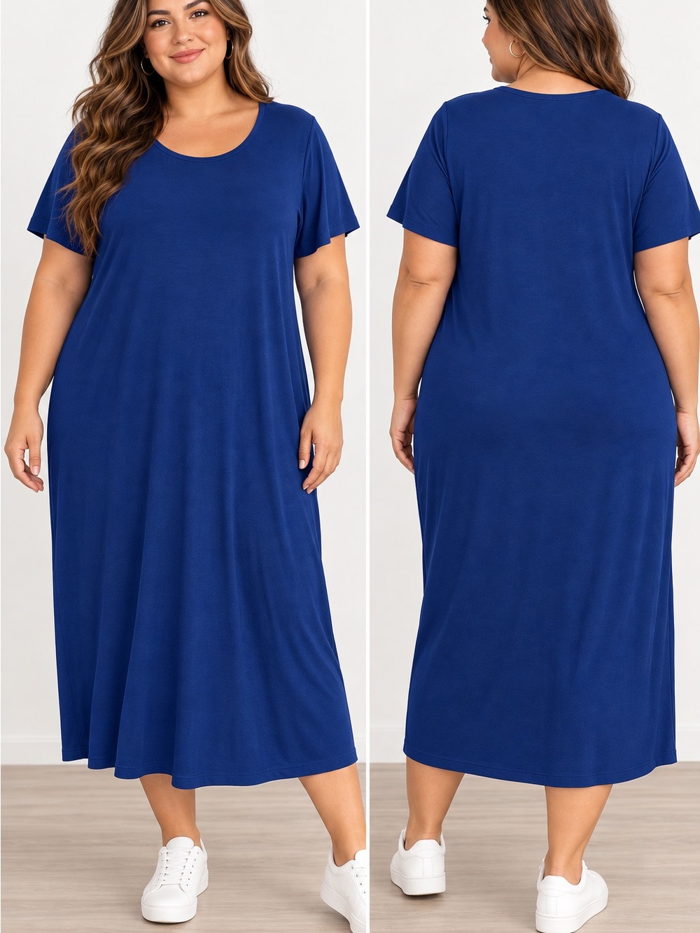 Lands’ End 2X Blue Short Sleeve Swing Tunic Dress,100%cotton